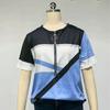 Summer Striped Printed  Plus Size T Shirt Women Vintage Short Sleeve Zipper V-neck Casual T-shirt Woman Loose Office Lady Basic Tee Tops 25118