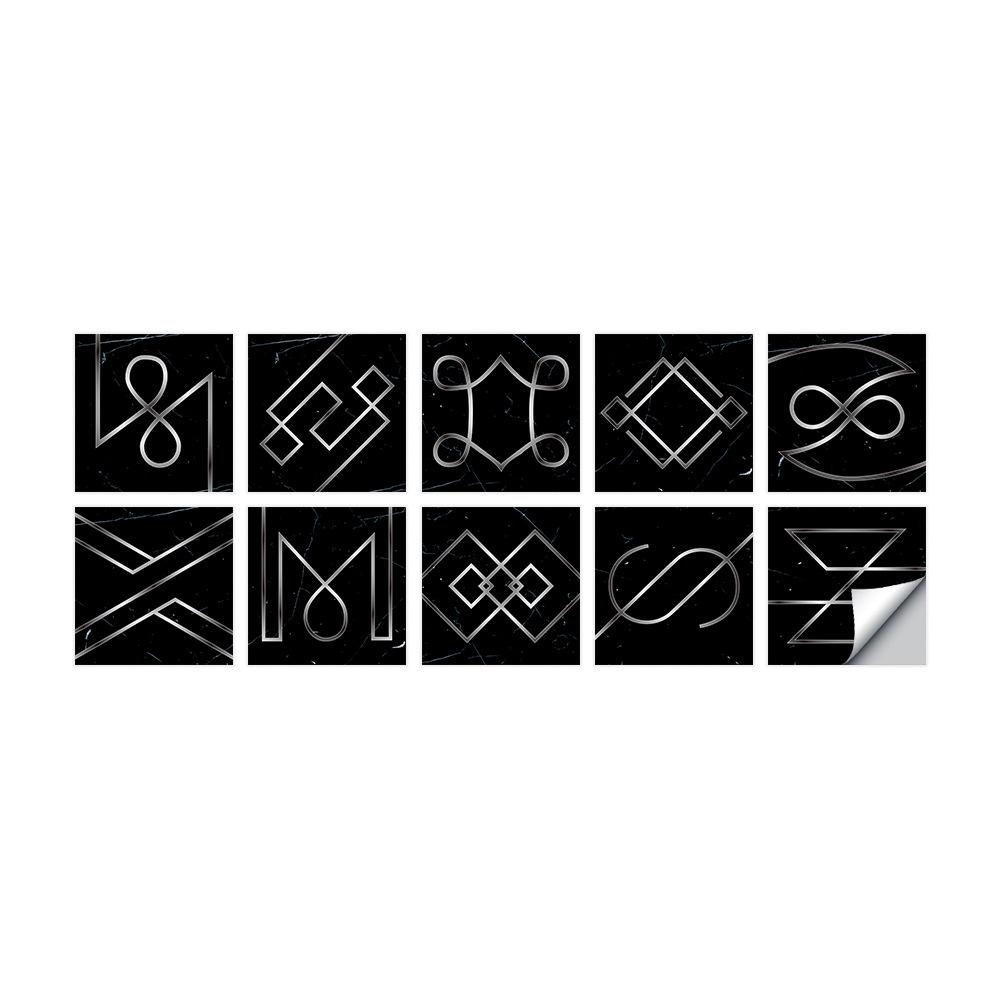 10-Pack European Style Floral Tile Wall Stickers for Living Room and Bathroom - Self-Adhesive PVC Crystal Film