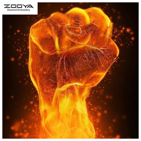 

ЗООЯ DIY 3D круглая алмазная картина кулак огонь вышивка крестиком домашний декор
