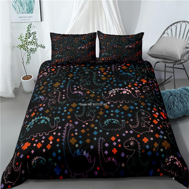 Cartoon Dinosaur Digital Print Bedroom Home Textile Children's Bedroom Down Quilt Cover Pillowcase Multisize Bedding Set