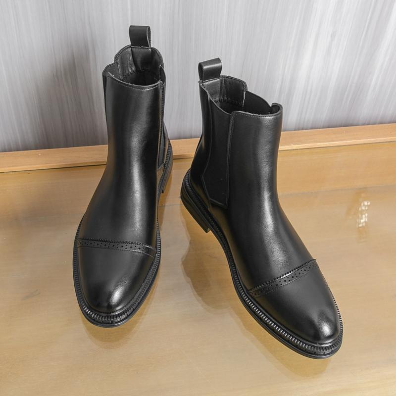 Fashion New Trend Chelsea Boots Fashion Mens Business Casual Shoes British Style High Top Shoes Classic Ankle Boots Versatile Male Botas