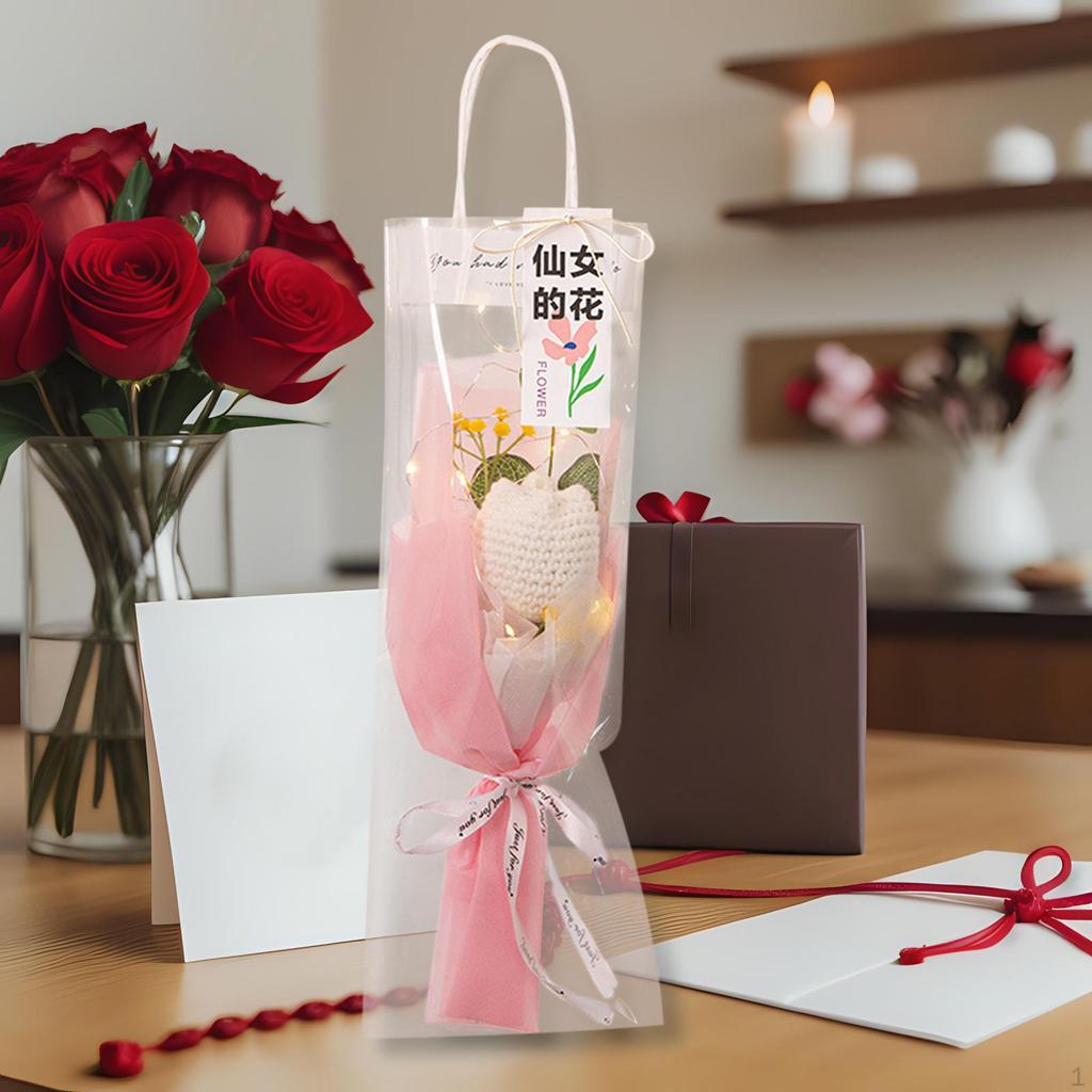 Fertiger Häkel-Tulpenstrauß mit Licht Künstliche Dekoration für Tischmittelstück