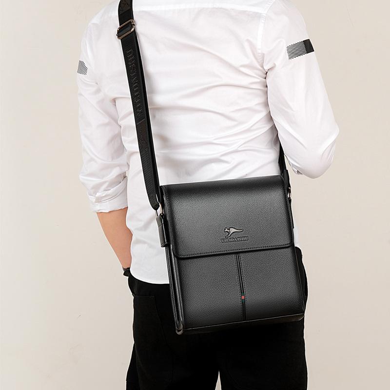 Men's Bag Texture Men's Shoulder Bag Casual Crossbody Bag Flip Bag Vertical Leather Bag Backpack Business Style