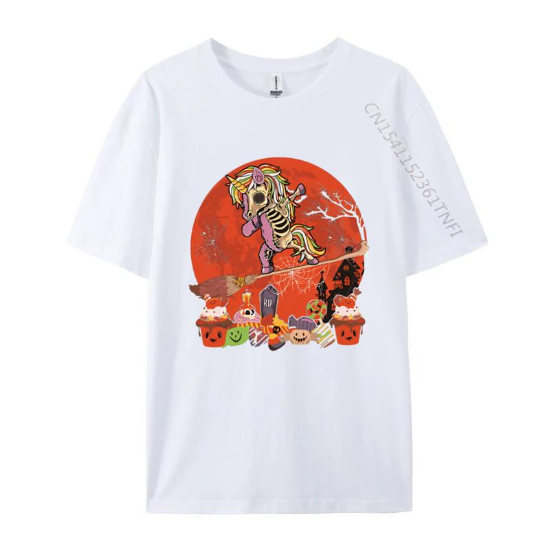 Halloween Unicorn Costume Skeleton Tshirt Pure Cotton High Street Tops T Shirt Casual Tee Shirts Man