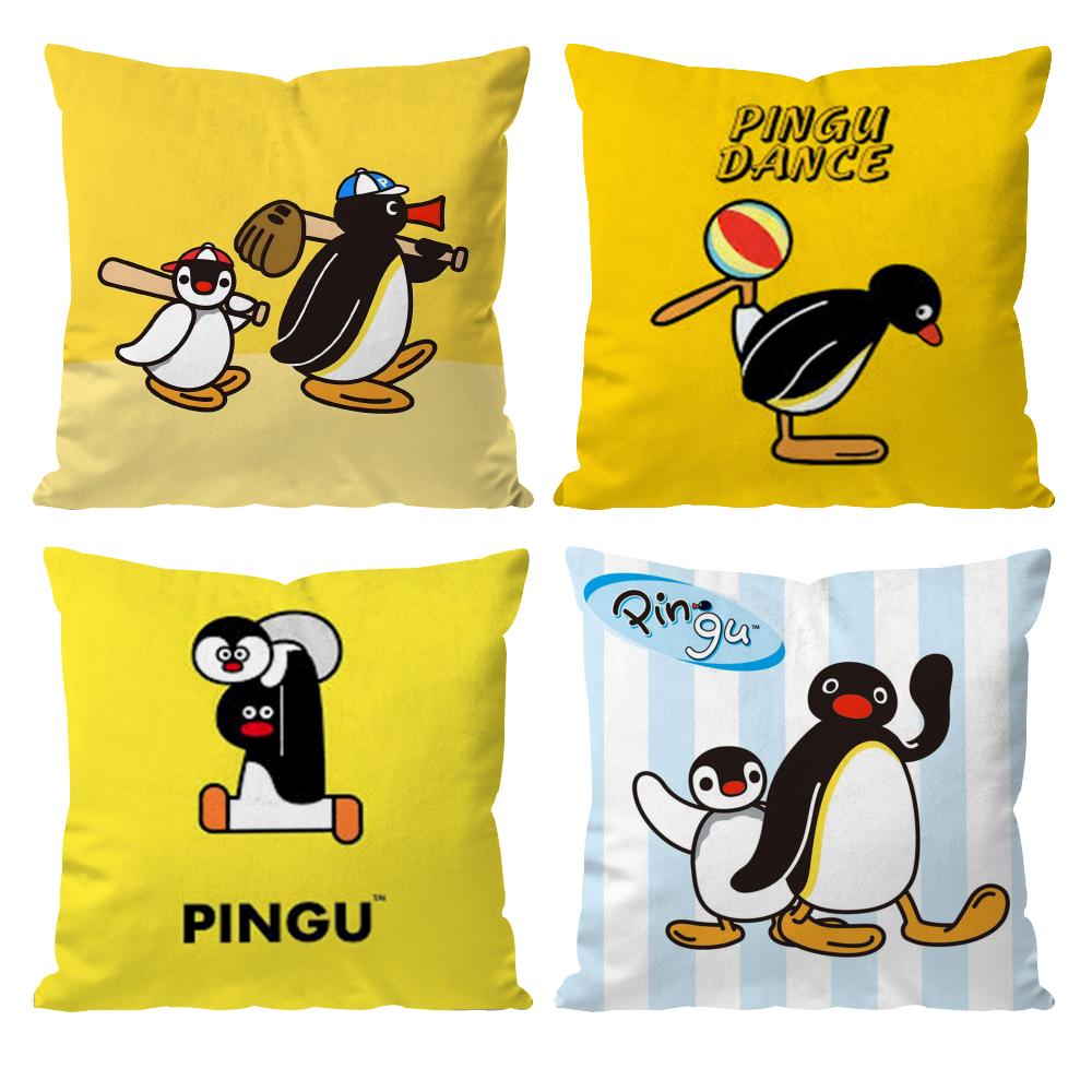 Cute P-Pingu Cartoon Cushion Cover Pattern Printed Pillowcase for Living Room Sofa Cushion Cover & Bedroom Decor