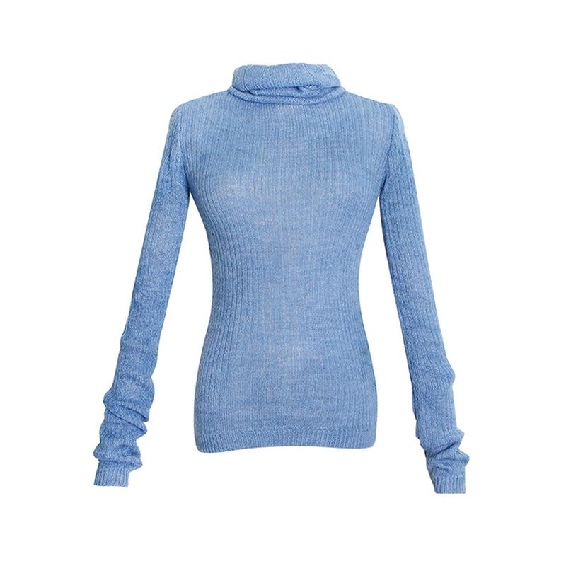 Spring 2025 Women's Lightweight Knit Sweater – Half-High Collar Seahorse Hair, Solid Color, Versatile and Stylish.