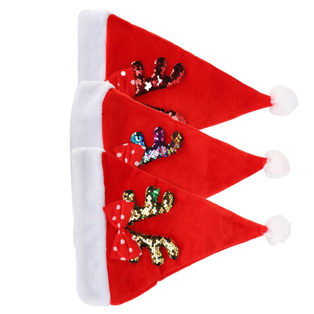 2022 New Year Hat Merry Christmas Holiday Hat Antler Bowknot Santa Hat Holiday Decor for Kid Adult