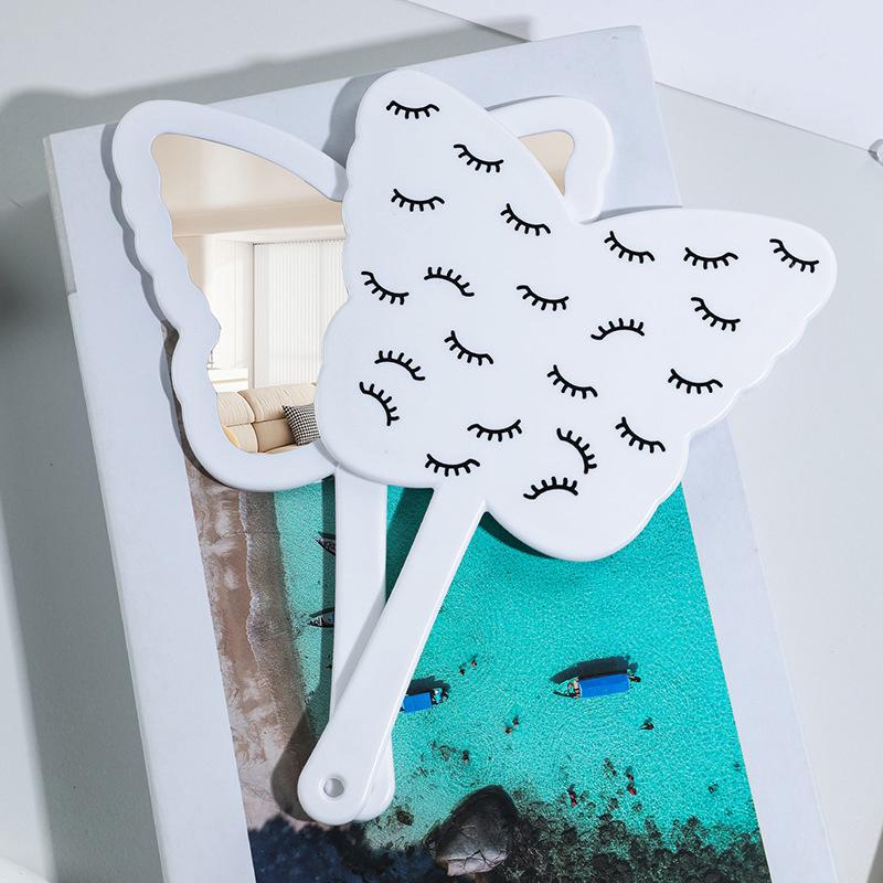 Eyelash Extension Handheld Makeup Mirror Butterfly Shaped Vanity Mirror With Plastic Handle Hand High Definition Mirror Beauty