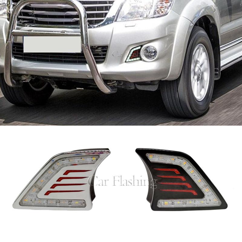 Auto DRL Voor Toyota Hilux Vigo 2012 2013 2014 LED Dagrijverlichting Daglicht Richtingaanwijzer Lamp Mistlamp Cover