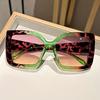 New Large Frame Oversized Square Sunglasses with Gradient Lenses Versatile Color Contrasting & Leopard Print Frames Glasses