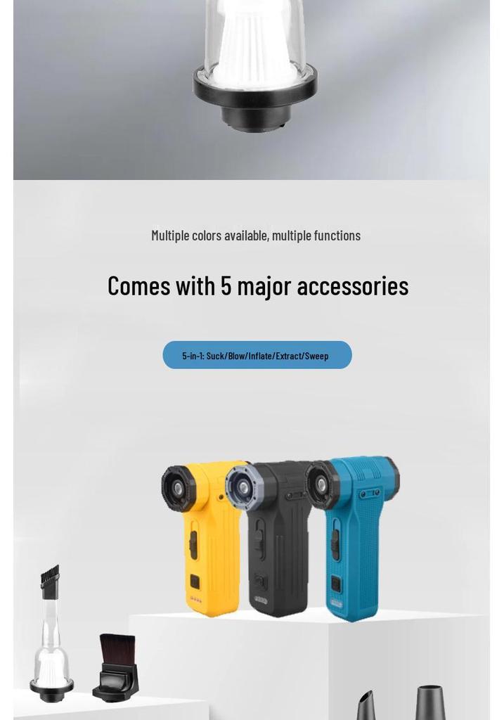 Portable Turbo Handheld Flood Light with Strong Magnetic Adsorption and Stepless Speed Regulation for Snow and Ash Blowing.