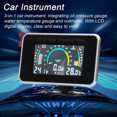 3 v 1 digitální LCD měřič do auta Tlak oleje Napětí Teplota vody Univerzální přístroj 9-36V pro auto nákladní vůz SUV
