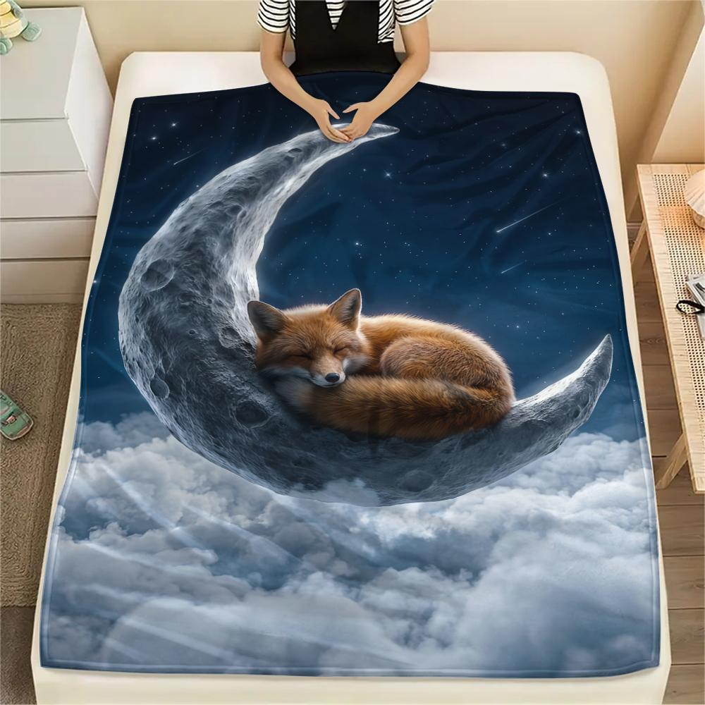 Small animal sleep clouds Print Flannel Blanket,High quality Comfortable for All Seasons,Home Decor,Warmth and Comfort,Perfect for Christmas Gifts