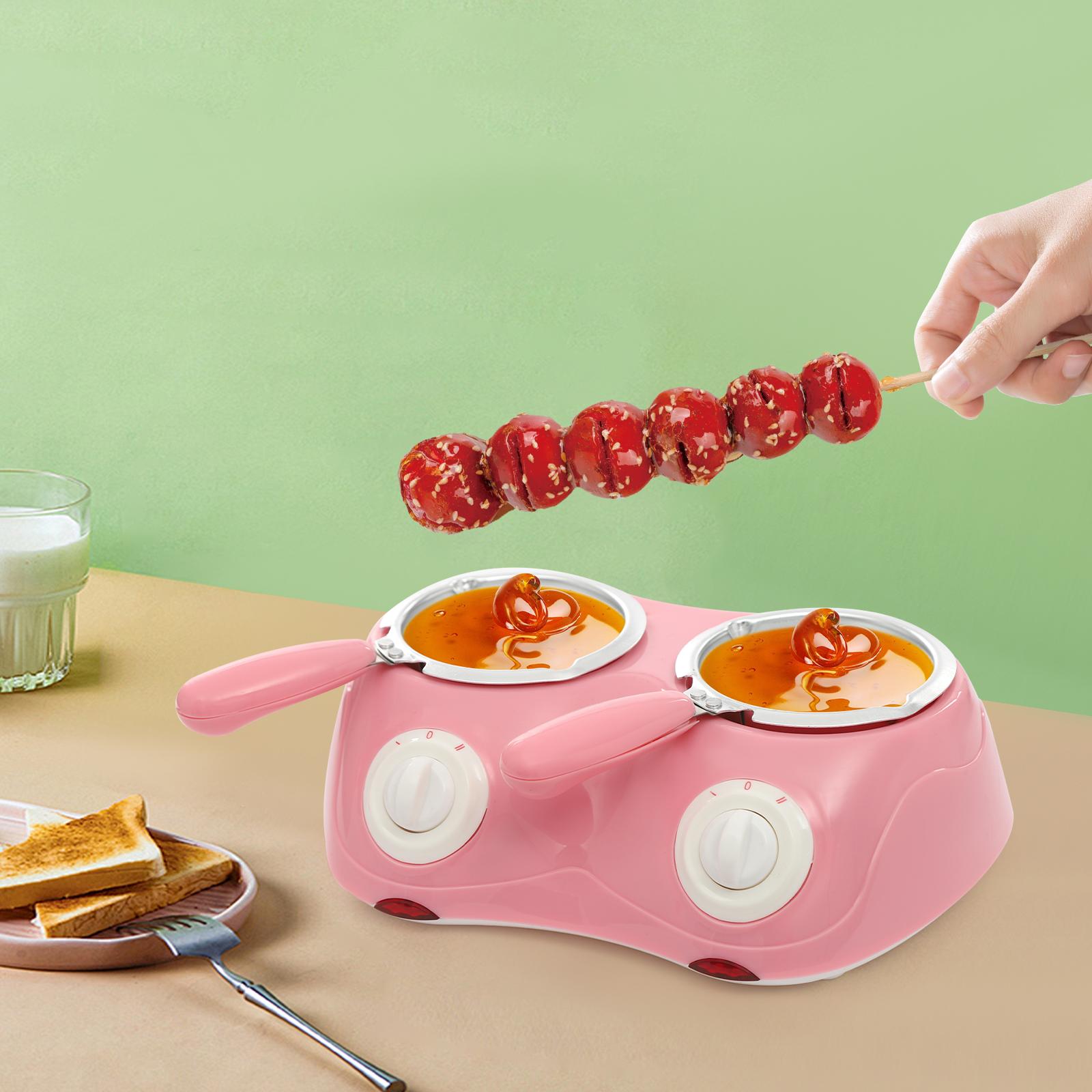 

Pink Chocolate Melting 2 Pot,110V Tabletop 27*19.5*8cm Chocolate Melting Pot with Molds and Forks 2 Gears for Home Kitchens