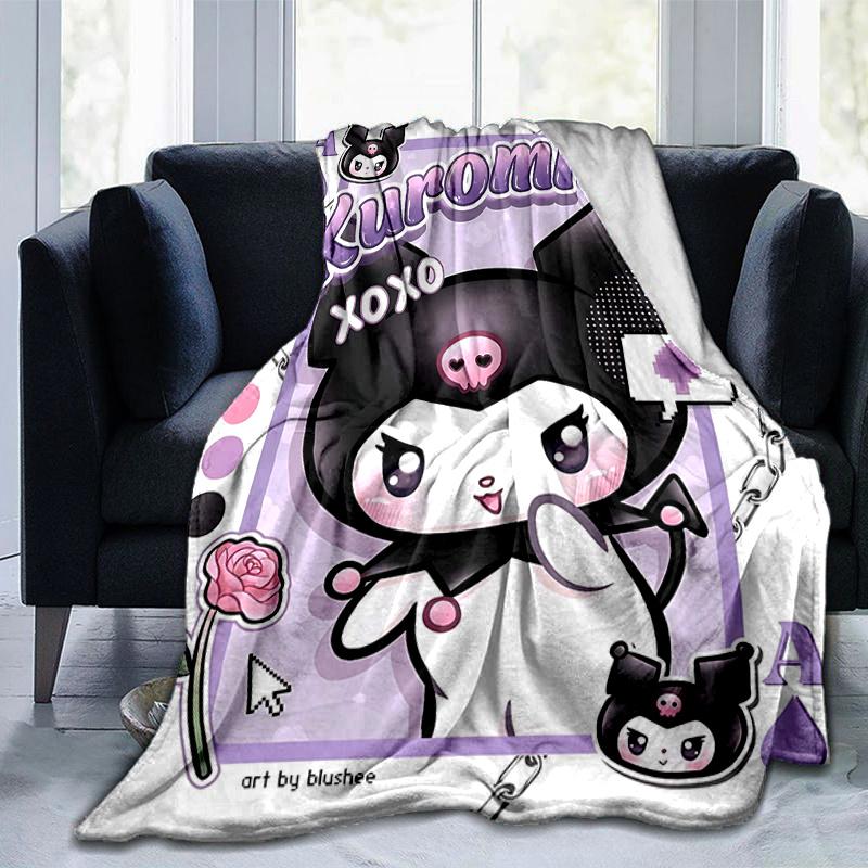 1pc Kuromi's Sweet Kisses Blanket, Soft Throw for Room Decor, Perfect Gift for Family and Friend, Living Room, Travel, Camping, Car Blankets, Beach, O