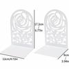2Pcs Hollow Design Rose Bookends Metal Book Ends Durable Book Supports  Study Room