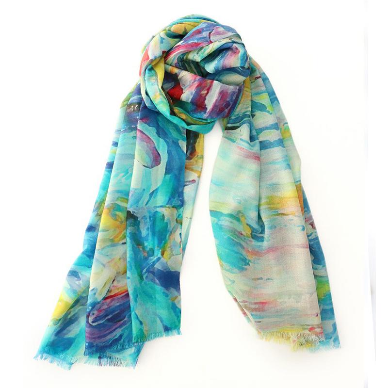 

Осень и зима 80 шерстяные шарфы с цифровой струйной печатью, теплые шали, шарфы, двойного назначения 210cm зелёный