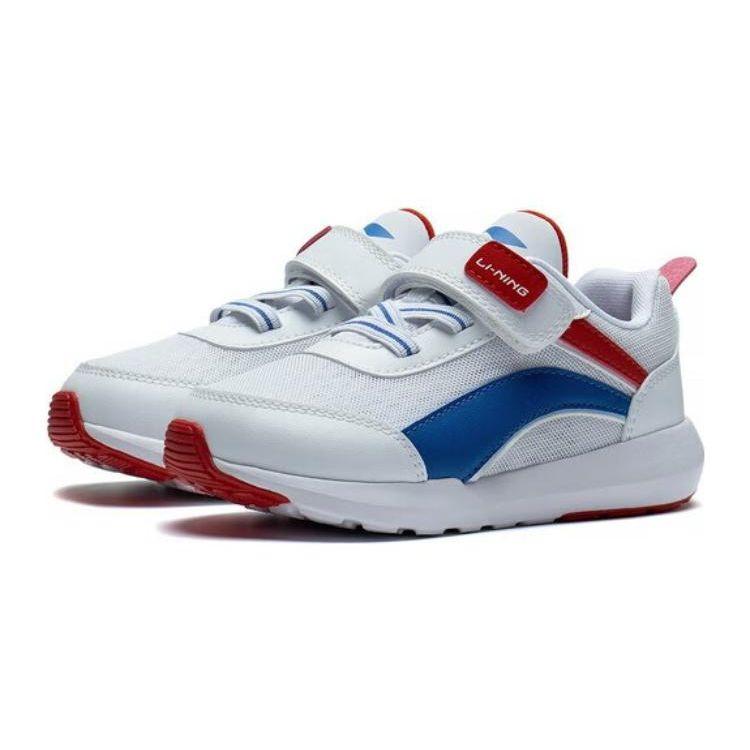 Li Ning Childrens Zhuo Da Wang Comfortable Shock Absorbing Wear Resistant Casual Shoes Kids Casual Shoes White Blue Red YKNS142-9