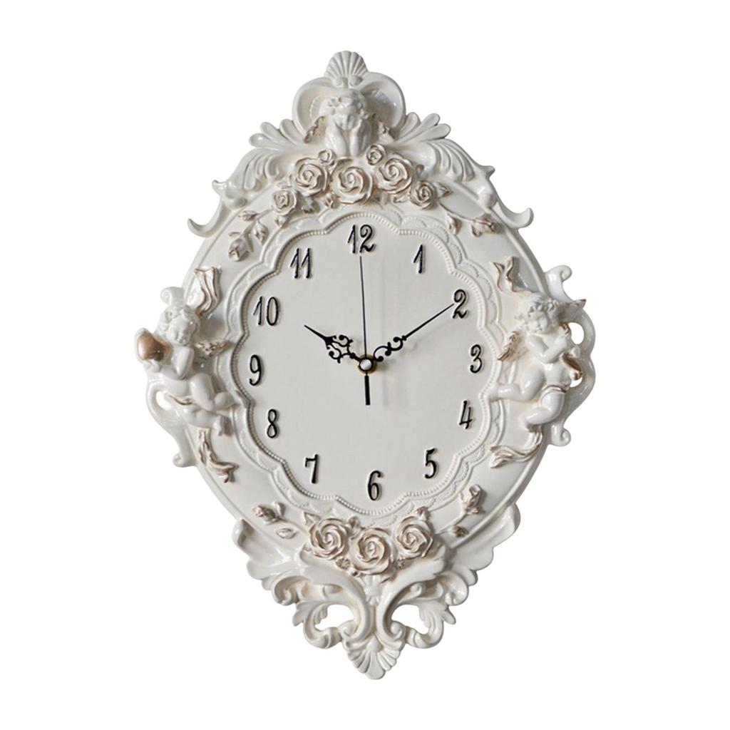 Contemporary European Wall Clock with Exquisite Resin Angel Sculptures for Home Décor