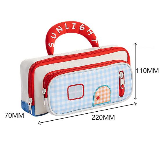 Large Capacity Pencil Case House Design High Appearance Pen Bag 3 Layers Portable Pencil Pouch School Supplies For Student Home