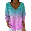 Maglione da donna casual quotidiano a maniche lunghe con scollo a V in finta lana, maglione a trecce con paillettes