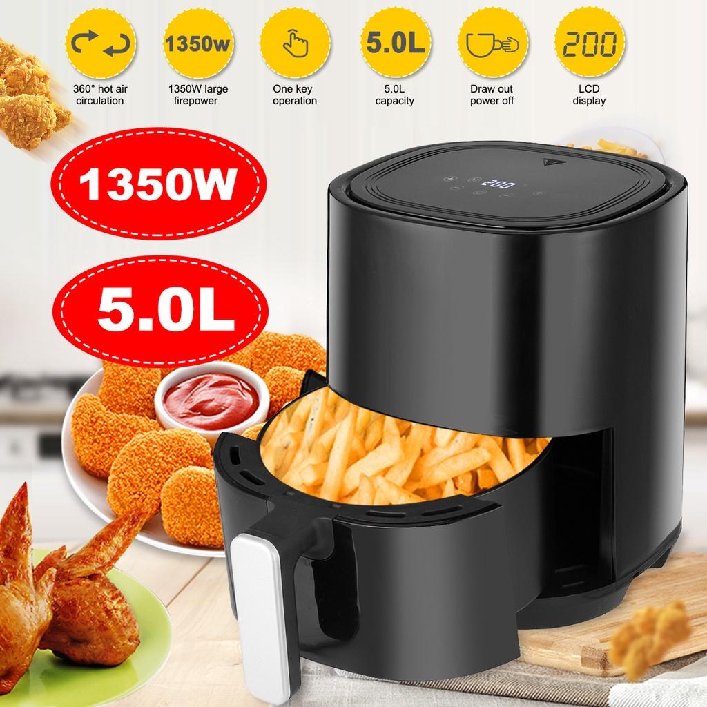 5L 360 Degree 220V Smart Electric Air Fryer Oven Home Cooking LCD Display Baking Deep Fryer Without Oil Electric Deep Fryer French Fries Cooker