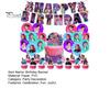 Birthday Flag Cake Topper Demon Hunters Decorations Set Anime Theme Happy Party Girls Supplies with Banner Toppers Backdrop for Kids Fans Premium