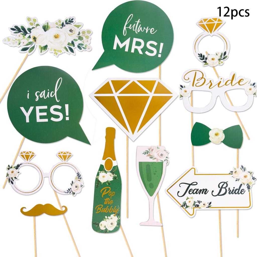 1 zestaw Bride To Be Handheld Photo Prop Paperboard Ring, kieliszki do szampana, rama Prop, artykuły na wieczór kawalerski, dekoracja na wieczór panieński