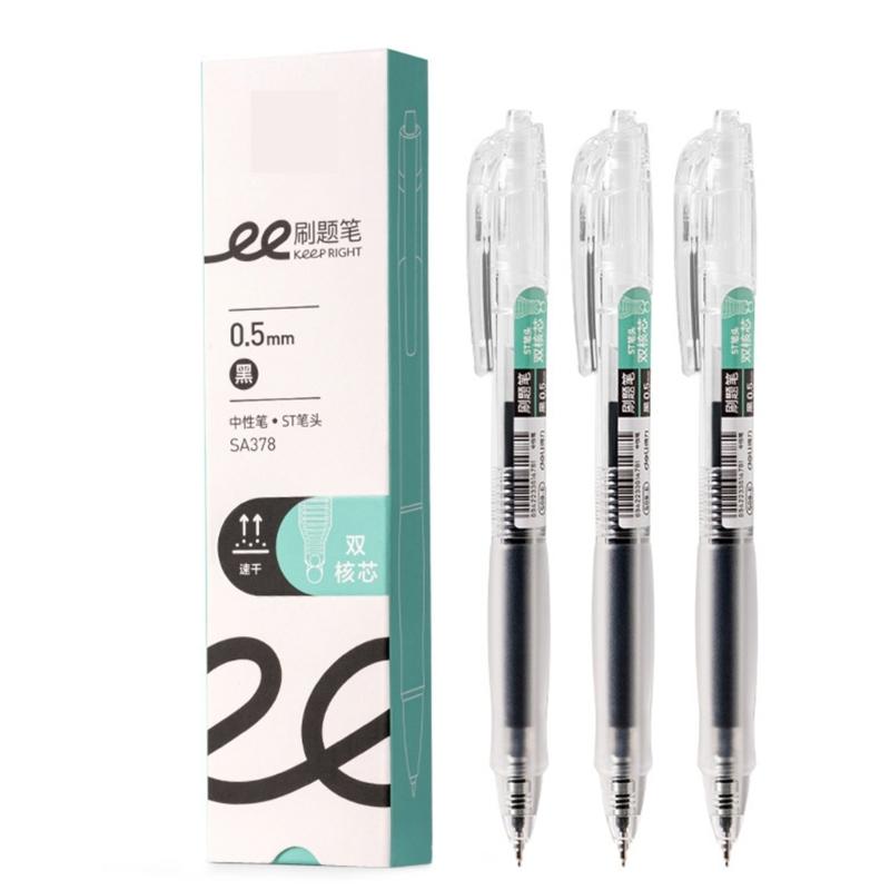 

3 Pcs 0.5mm Gel Ink Pen Quick-Drying Neutral Pen Retractable Creative Pressing Pen Gel Pen for Journaling 1