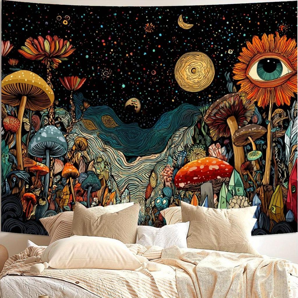 Mushroom plant scenery Digital printing polyester wall hanging tapestry decorative Living room bedrooms Office background gift