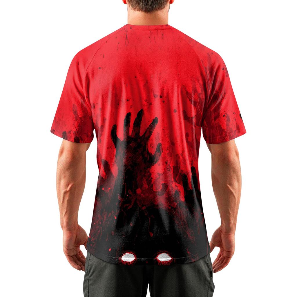 Men's Halloween Printed Round Neck Raglan Short Sleeve Top T-Shirt