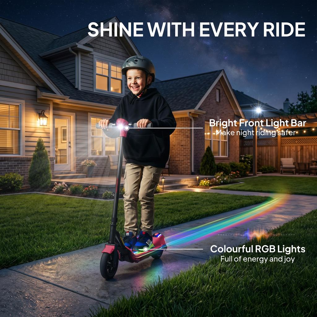 Electric Scooter for Kids, with LED Display, Pink