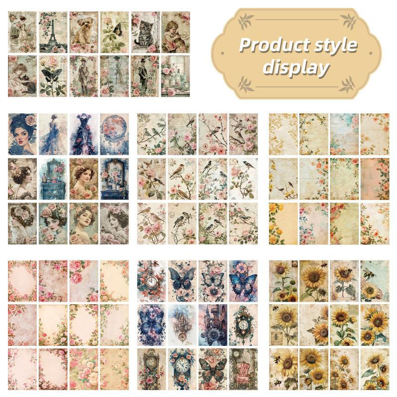 Retro-Style High-Quality Paper Background Materials Retro English Poster Paper for Handmade Journals DIY Collage Decorative Back