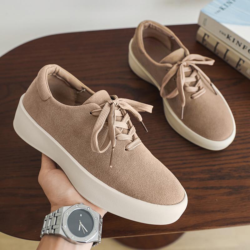Fashion 2025 New Men's Suede Casual Shoe Comfortable Lace -Up Soft -Soled Walking Shoe Anti-Slip And Wear-Resistant Trendy Driving Shoes