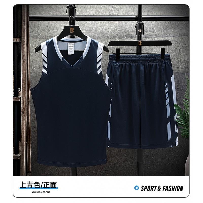 Mens Quick-Dry Ice Silk Sleeveless Sport Set Athletic Tank Top Shorts Running Gym Basketball