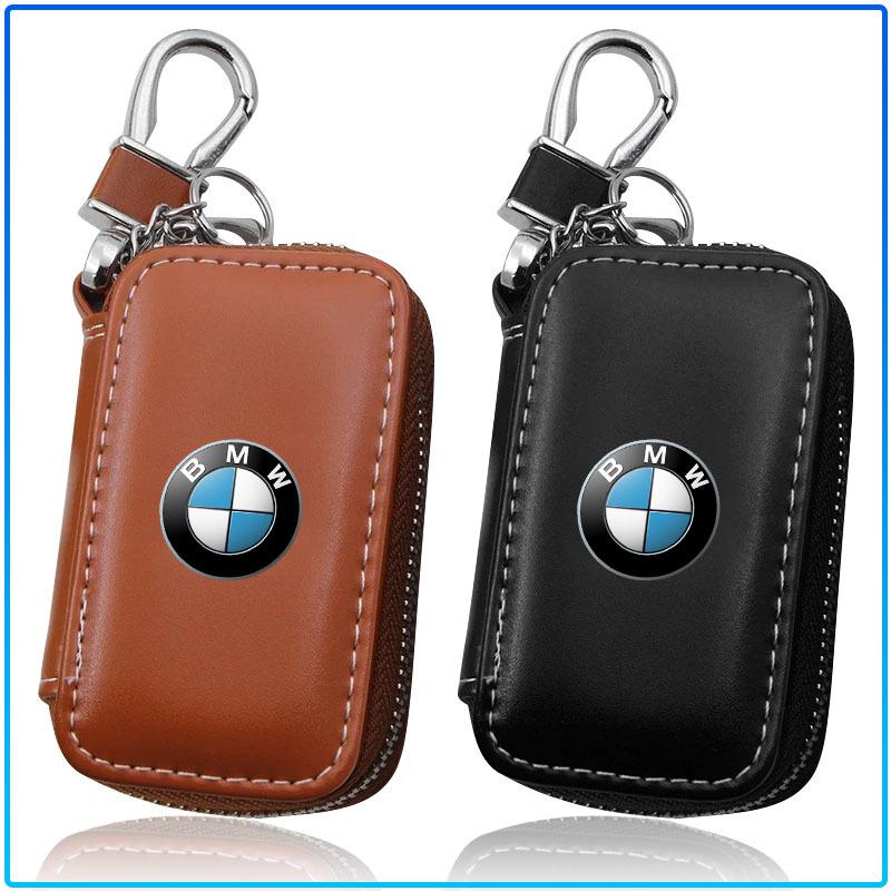 1Pcs Leather Emblem Car Key Case Keychain Zipper Key Case Bag For BMW M Performance 1 3 5 7 Series M3 M4 M5 M6 X1 X3 X5 X6 X7 E30 E34 E36 E39 E4