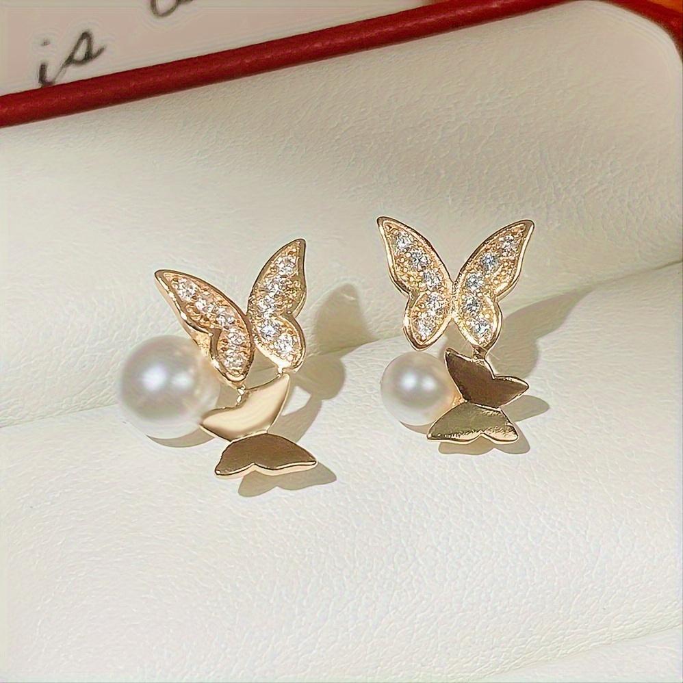 High-quality Butterfly Imitation Pearl-shaped Earrings, Classic Versatile, Personalized, Elegant, Minimalist, and Stylish Earrings
