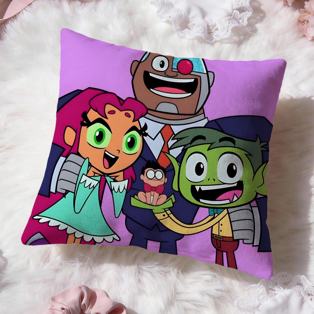anime Teen Titans Go Cushion Cover Premium Comfort Reversible Pillow Cove -Two in One Design for Any Room & Car Interior