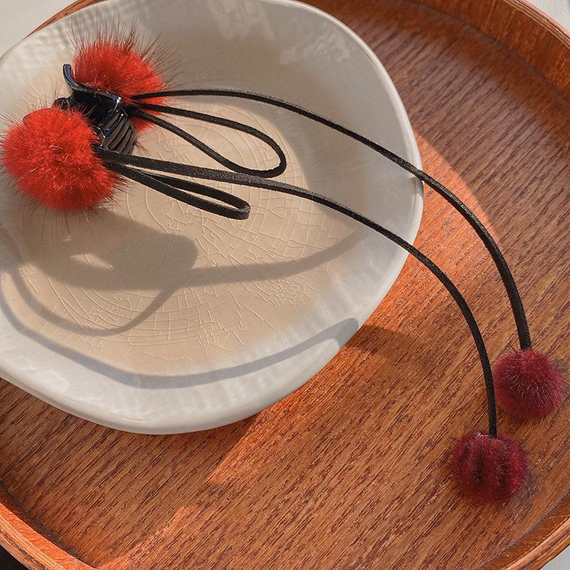 

Элегантная плюшевая заколка для волос в корейском стиле - модная заколка для волос BB в стиле знаменитостей из Интернета F471 красный