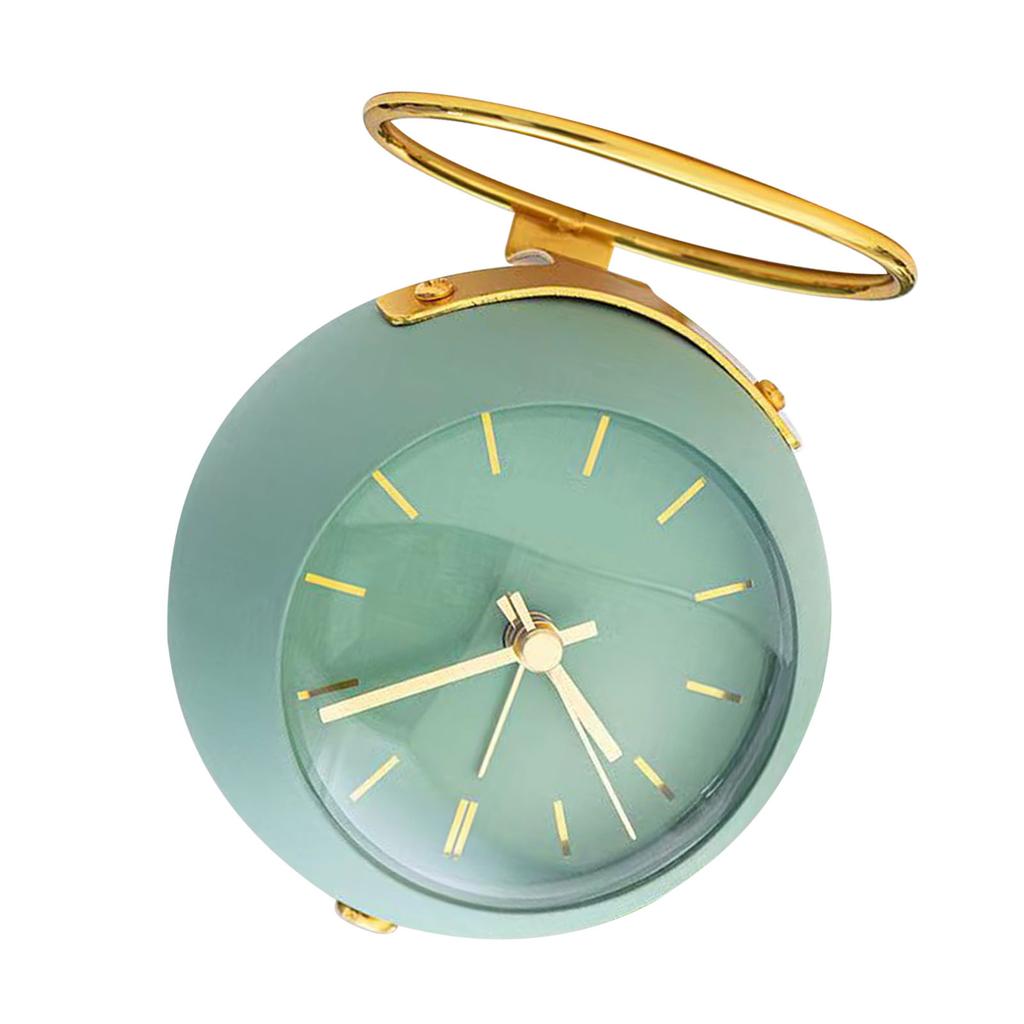 Tischwecker Studentenwohnheim Mini-Wecker Ornamente Einfache Metall-Tischuhr Grün