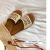 Midsummer Evening Breeze~ A Miu Vacation Woven Flat-bottomed Beach Slippers Women's 2025 Summer Cool Slippers Good-looking Shoes