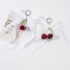 Phone Charms Ribbon Bow Keychain Mesh Leopard Pattern Cherry Pendant Bowknot Heart Keychains Pearl Bow Pendant Women Girls