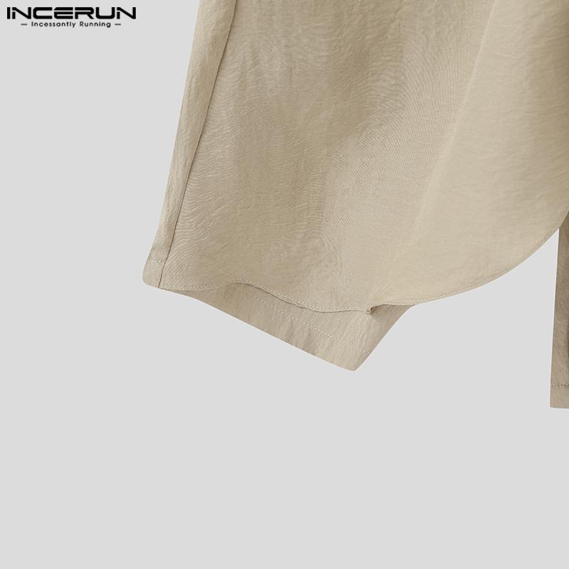 INCERUN Pánské Kroucené Elastický Pás Volánové Vrstvy Ležérní Dlouhé Kalhoty