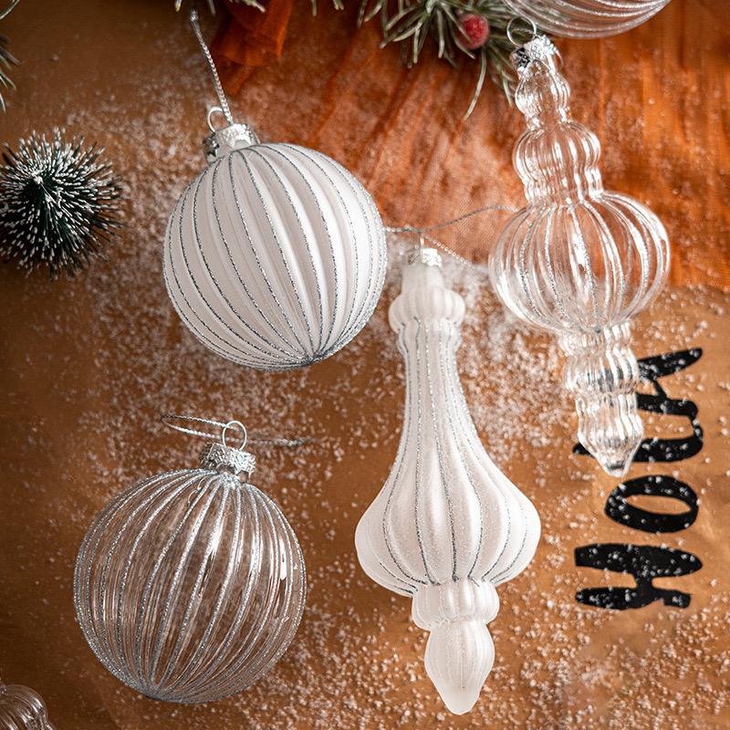 

1 Set Glass Christmas Balls Transparent White Christmas Ornaments 2025 New Year Home Xmas Tree Decorations Winter 1 Set