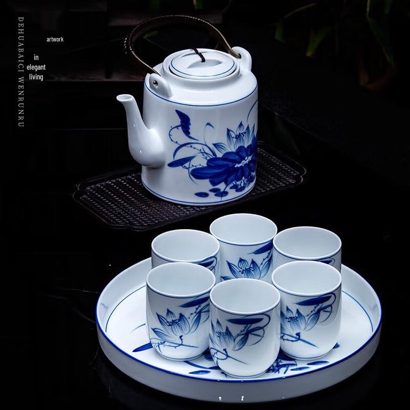 Jingdezhen Hand-painted Blue & White Ceramic Tea Set