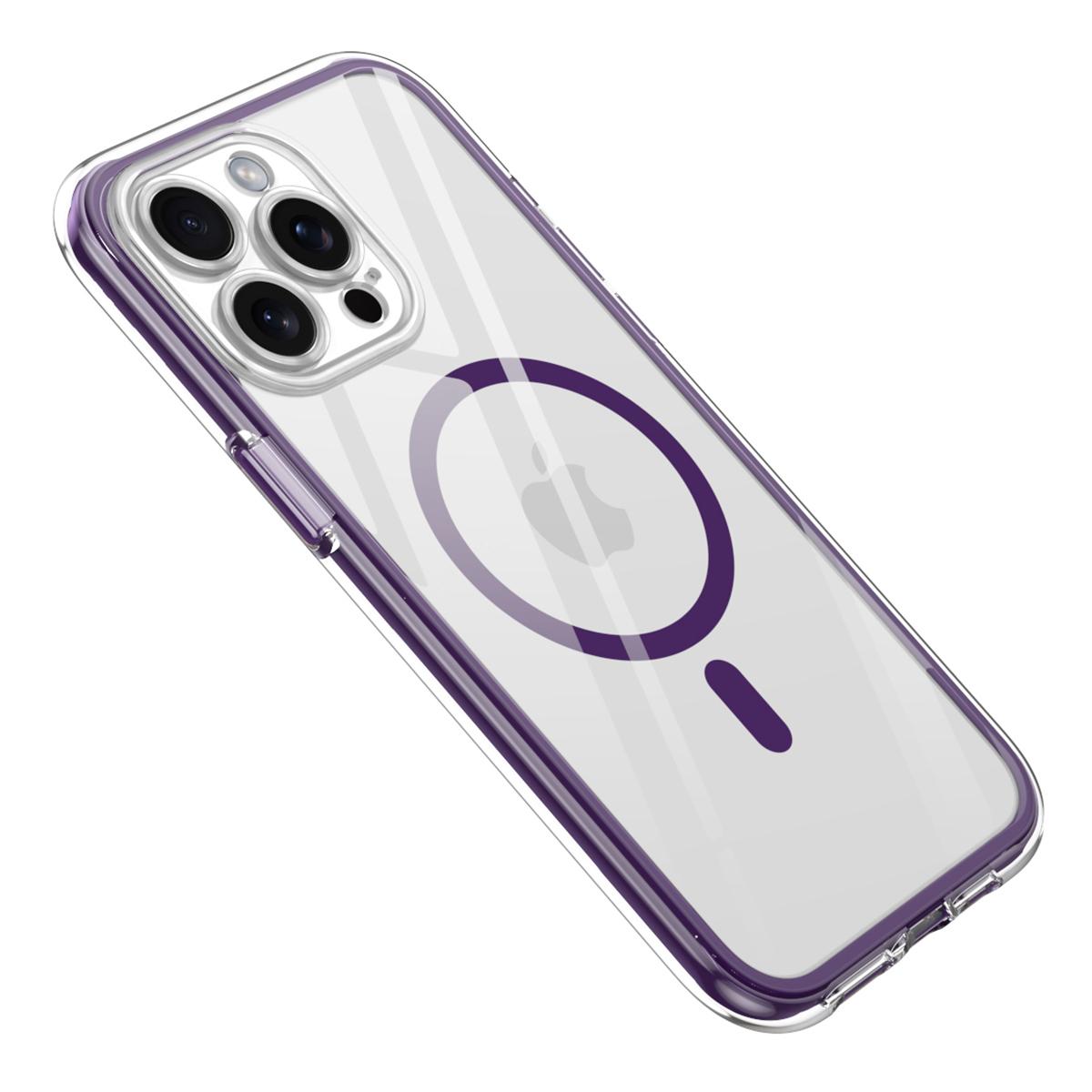 

For iPhone 14 Pro Max Clear Case Compatible with MagSafe PC+TPU Phone Cover Purple