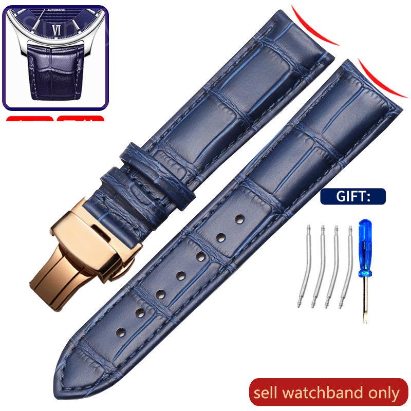

Ремешок для часов из натуральной кожи с дуговым интерфейсом, мужской, ремешок для часов с застежкой-бабочкой для Rossini Jaeger-LeCoultre 18 мм 20 мм 22 мм 20mm
