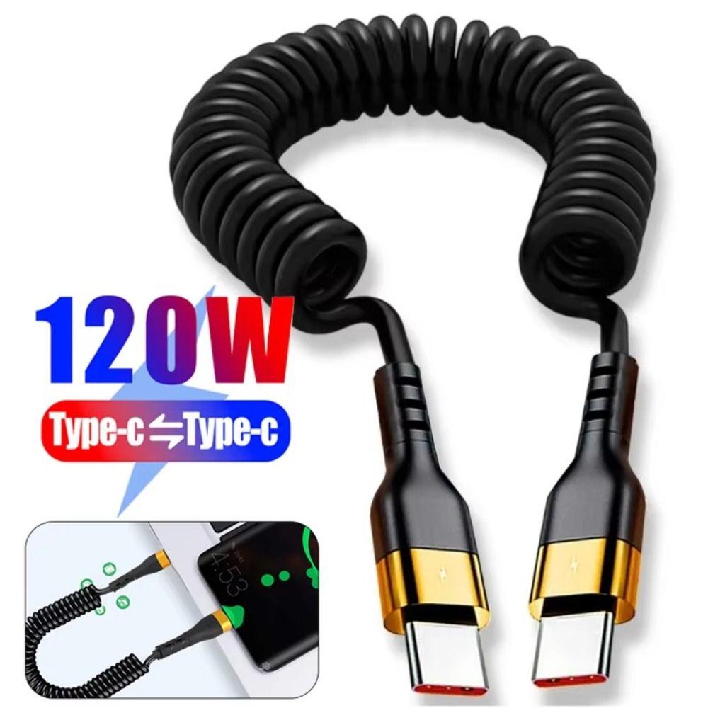 Type C To C Spring Data Cable Flexible Chargeing Wire Portable Mobile Phone Charging Cable