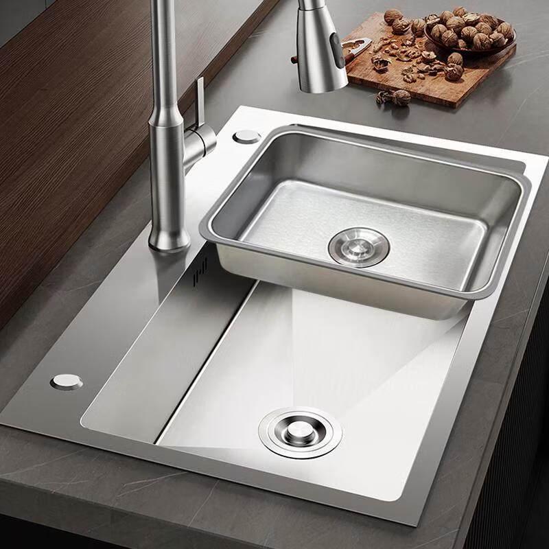 TLXT Deep Single Kitchen Sink with Auxiliary Basin