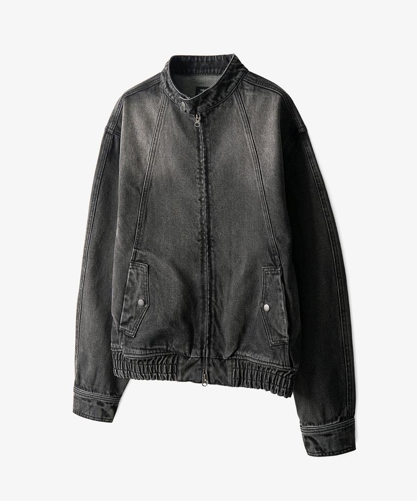 Toffee Vintage Snap Denim Blouson Jacket (Deep Grey)